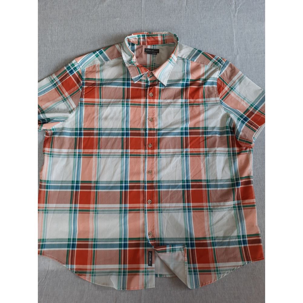 Eddie Bauer Men's 2XL Plaid Utility Stretch Button Shirt Short Sleeve Multicolor
